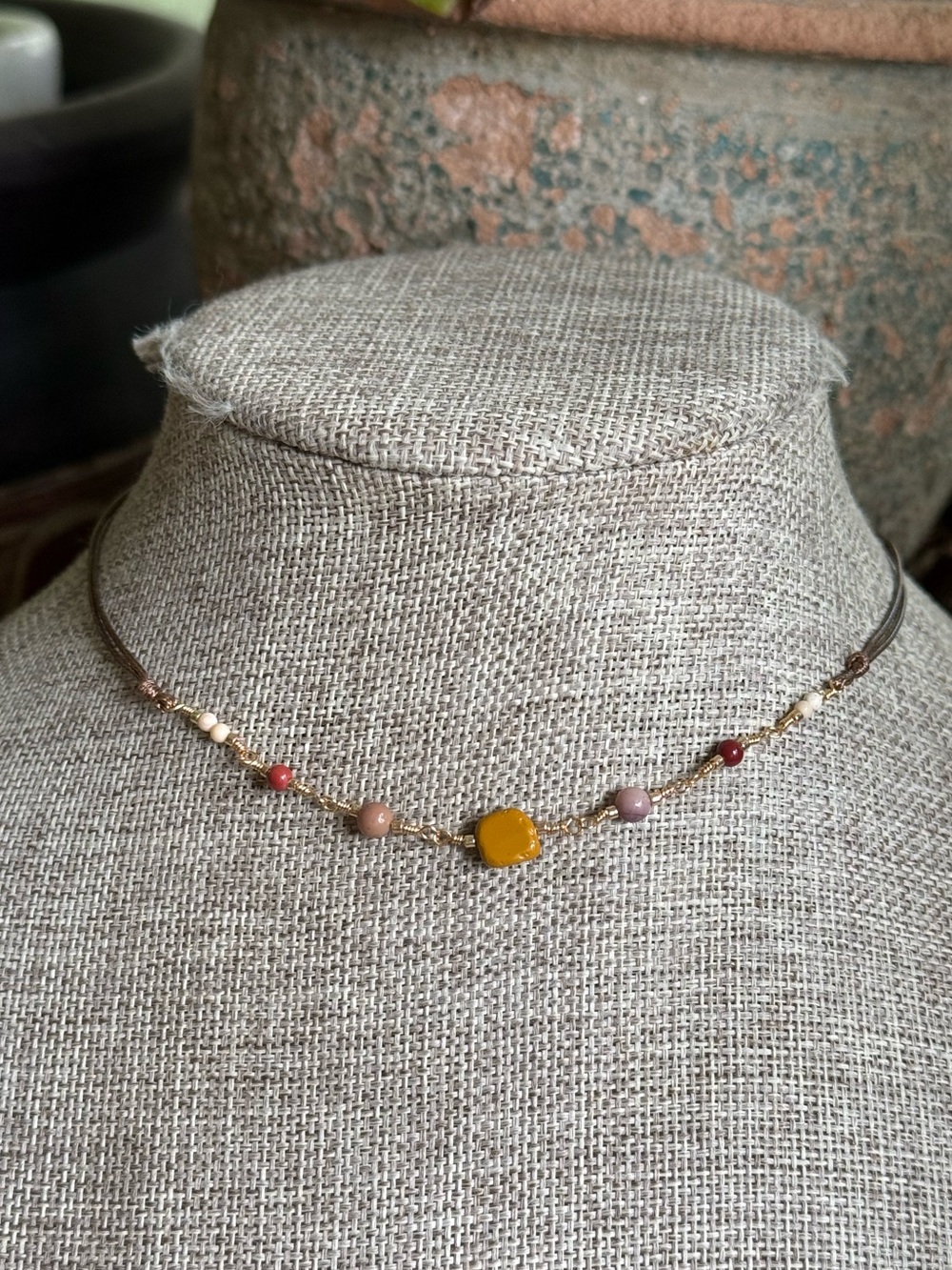 Mookaite Jasper wire wrap necklace